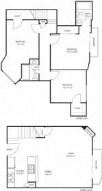 3 bedroom apartment floor plan at Crenshaw Townhouse. Zanzibar Floor Plan 5