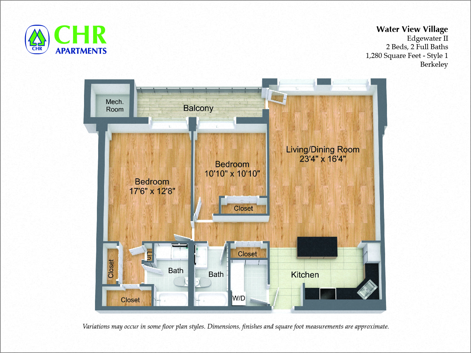 2 Bed/2 Bath Large with Balcony