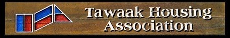 Tawaak Housing Association logo on a wooden background.