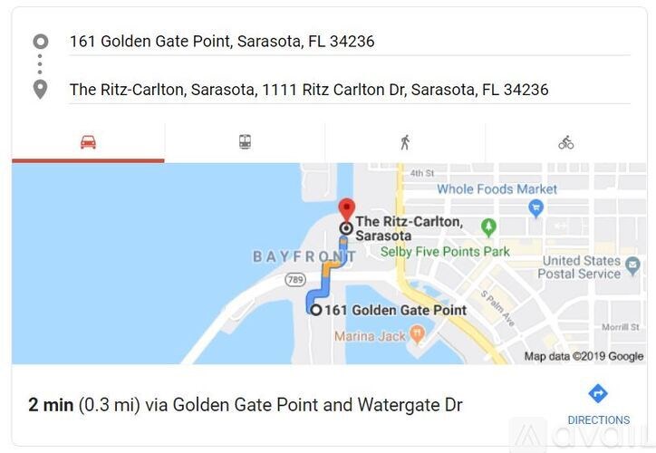 A map shows the location of The Ritz-Carlton, Sarasota at 1111 Ritz Carlton Dr, Sarasota, FL 34236.