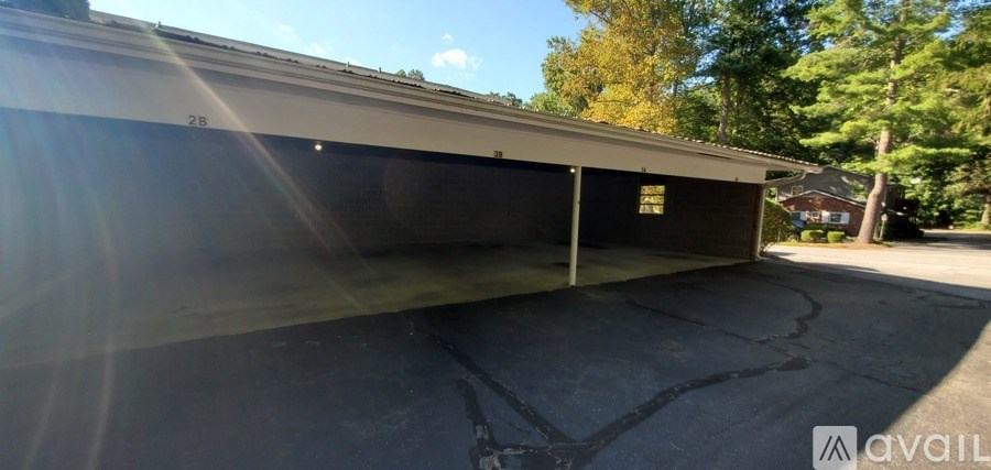 A sunny day with a clear blue sky and a building with a sign that says "AVAIL".