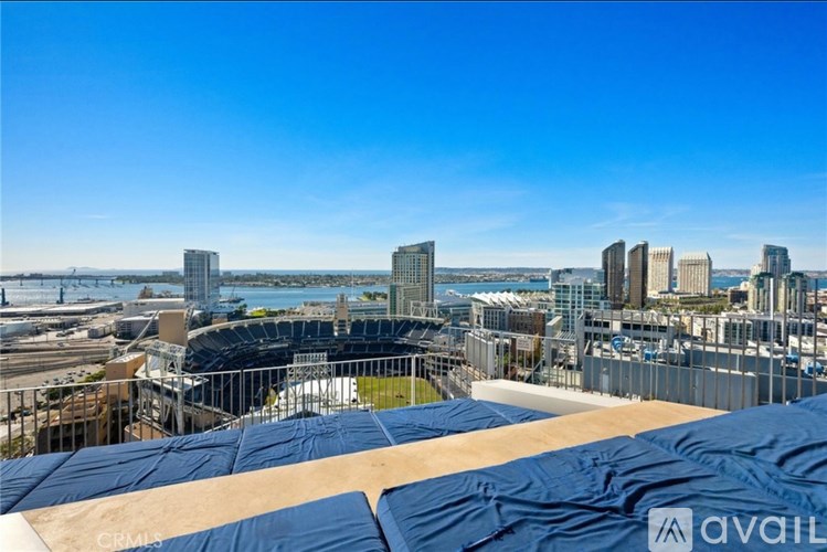 A construction site with a view of the city skyline.