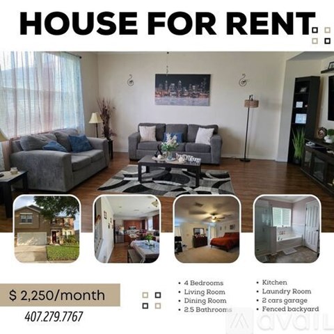 A house for rent listing with images of the interior and exterior.