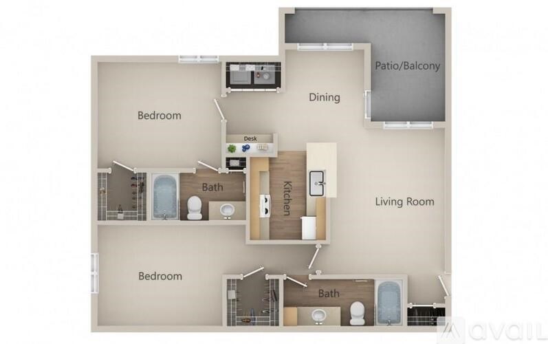 A floor plan of a two bedroom apartment.
