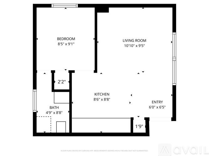 A black and white image of a floor plan for an apartment.