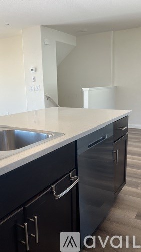 A kitchen with a sink and cabinets.