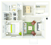 1 Bed 1 Bath Floor Plan 1 Bed 1 Bath Floor Plan at Verandas at Rocky Ridge, Birmingham, AL