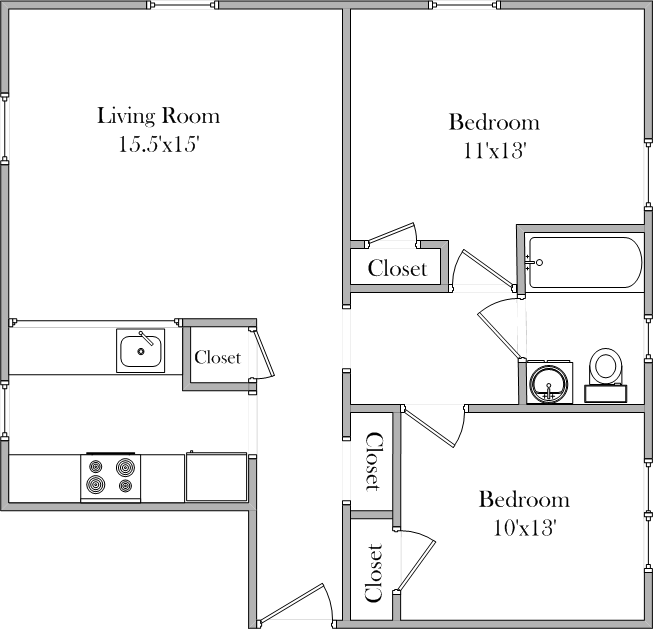 2 Bedroom - Large