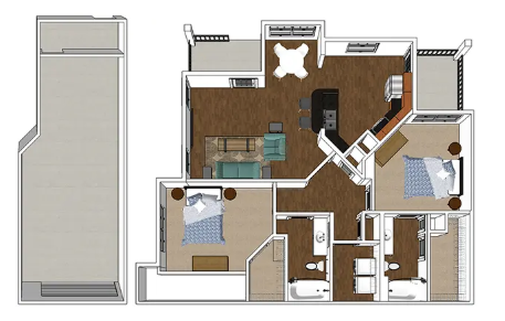 2 bedroom floorplan with or without garage