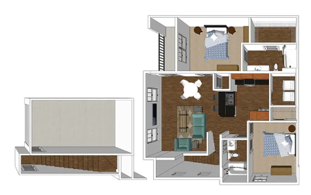 2 bedroom floorplan with or without garage