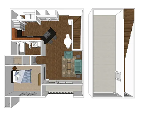 1 bedroom floorplan with or without garage