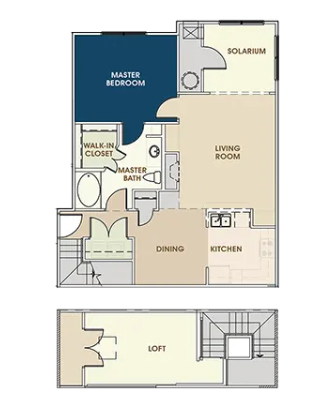 1 bedroom apartment with loft