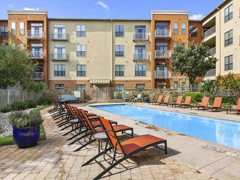 our apartments have a large pool and lounge chairs