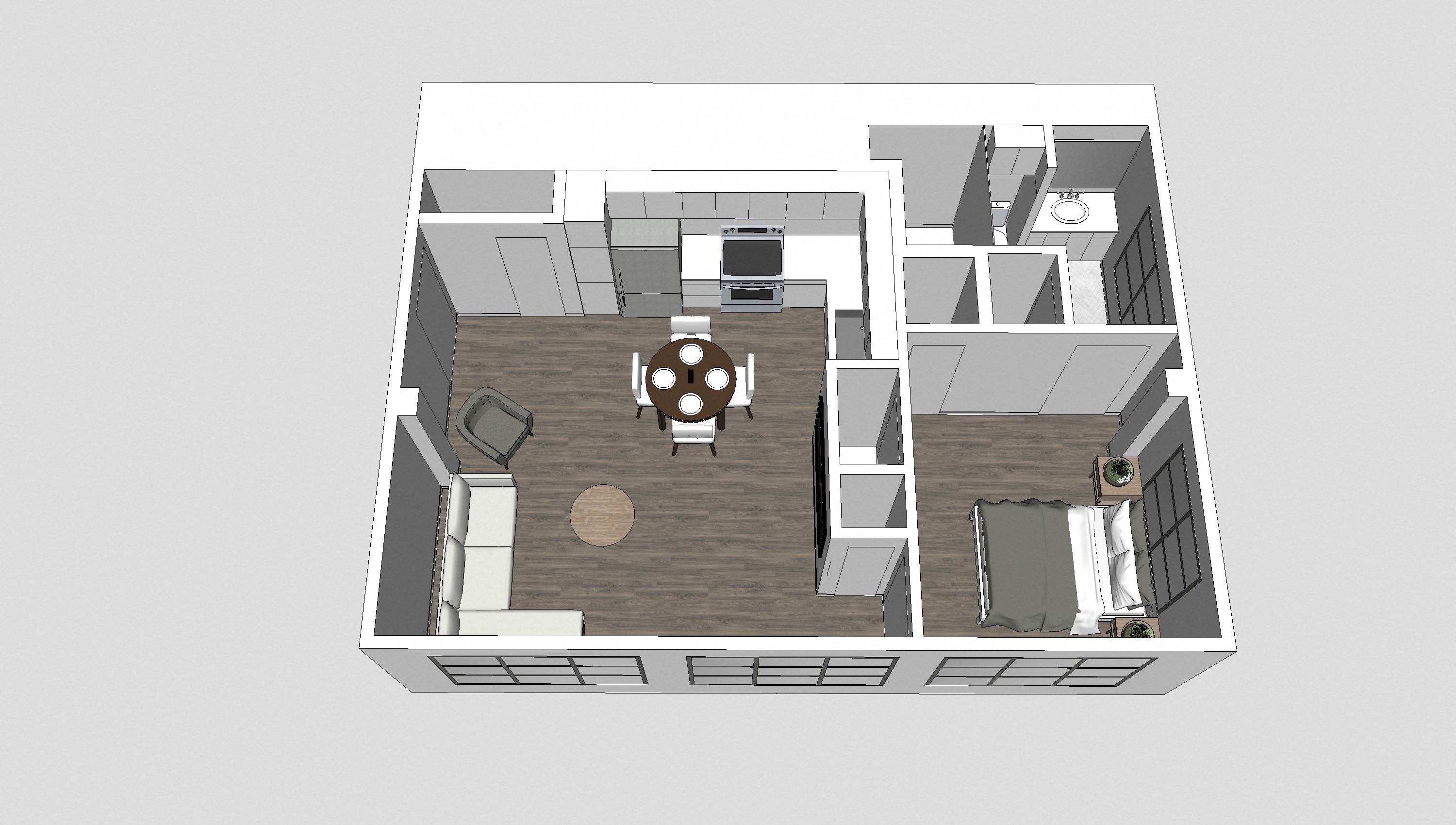 A12 1 bedroom 1 bath floor plan