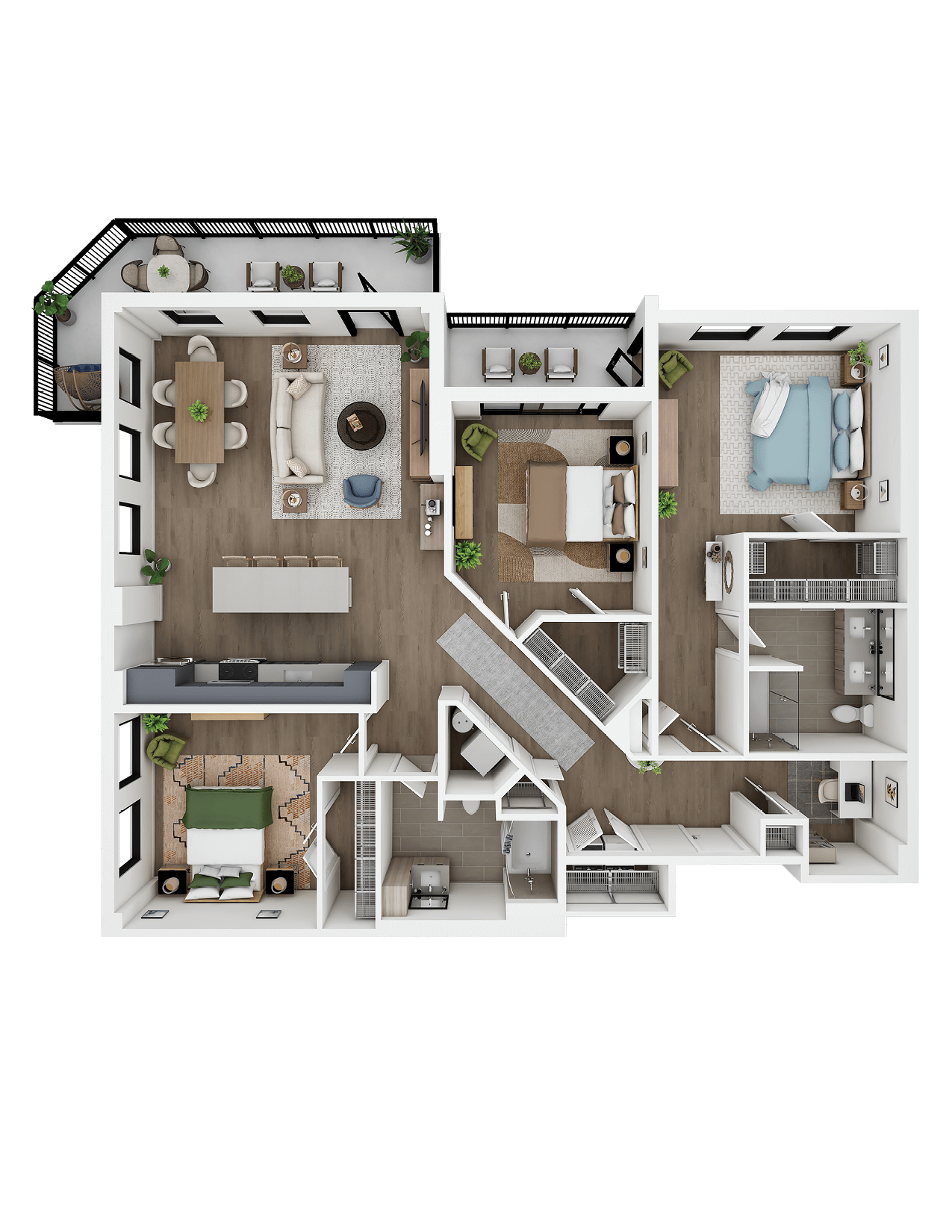 3 Bed/2 Bath + Alcove-C1.1