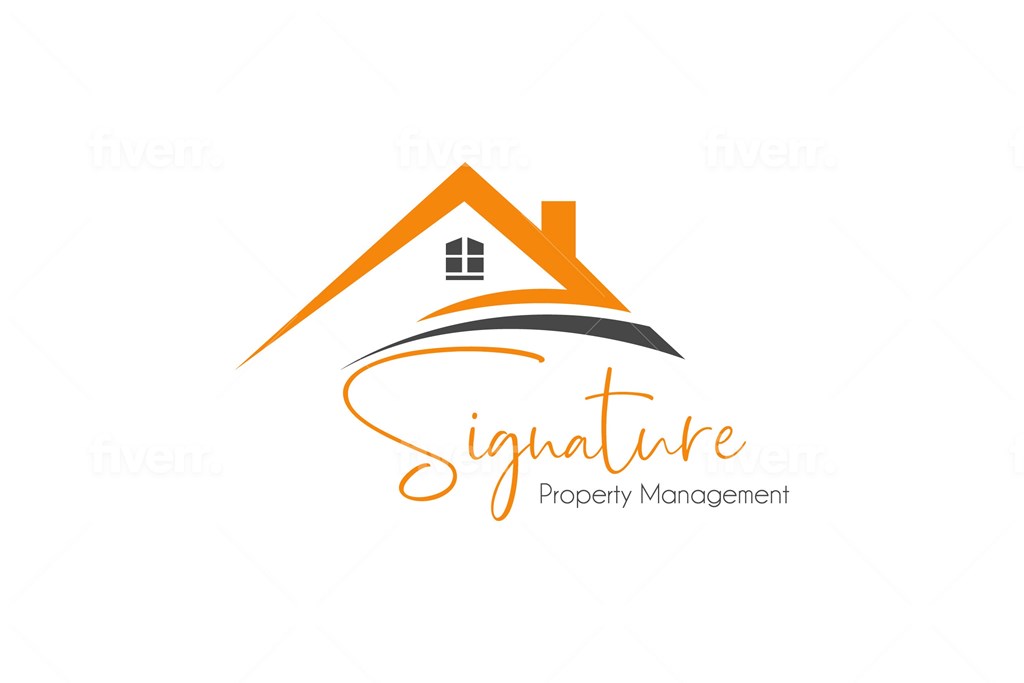 A logo for Signature Property Management featuring a stylized house.