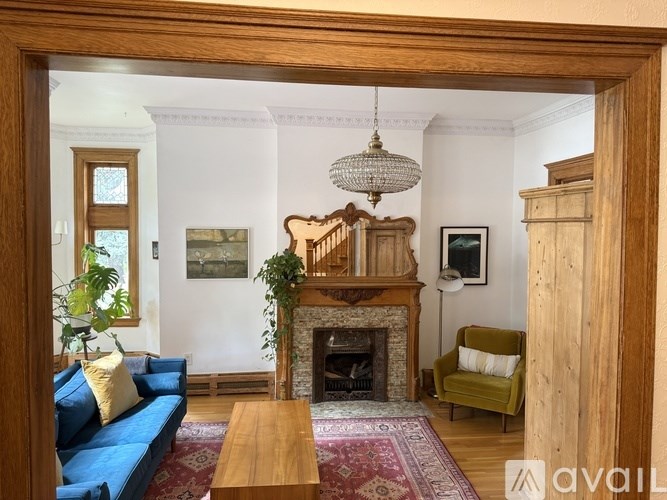 A kitchen with wooden cabinets and a white countertop.