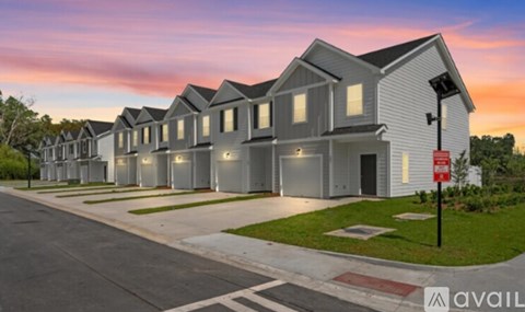 A row of modern houses are available for rent.