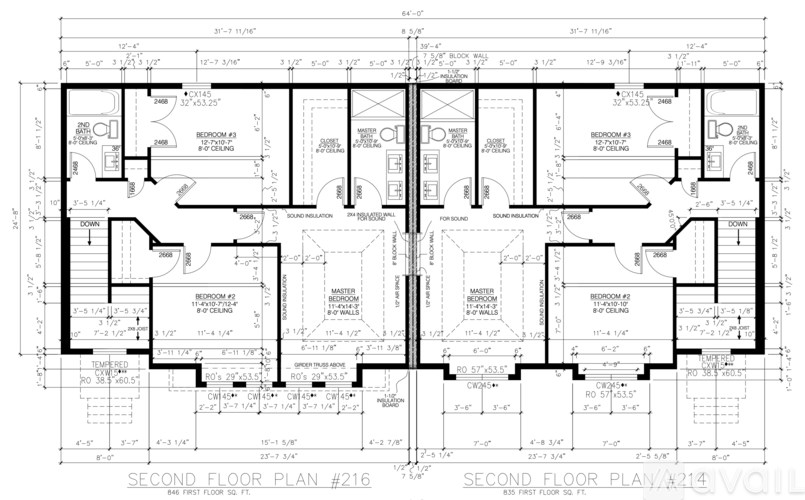 A detailed black and white architectural floor plan for a second floor of a building.