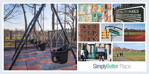 a collage of photos of different parks and playgrounds