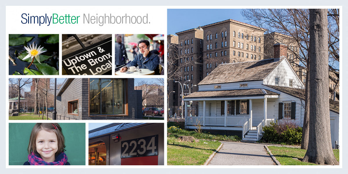 a collage of photos of houses and a little girl