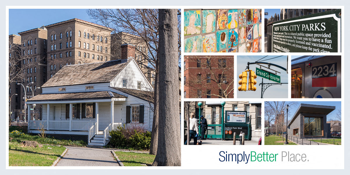 a collage of photos of buildings and street signs