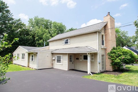 A house with a garage is for sale.