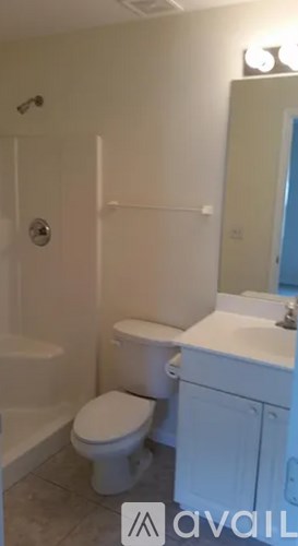 A white toilet sits in a bathroom next to a sink.