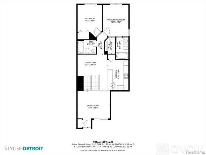 A black and white floor plan for a two bedroom apartment.