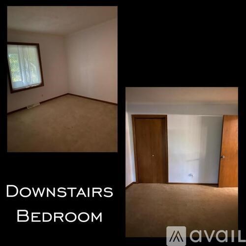Two images of a bedroom with the words "Downstairs Bedroom" written below them.