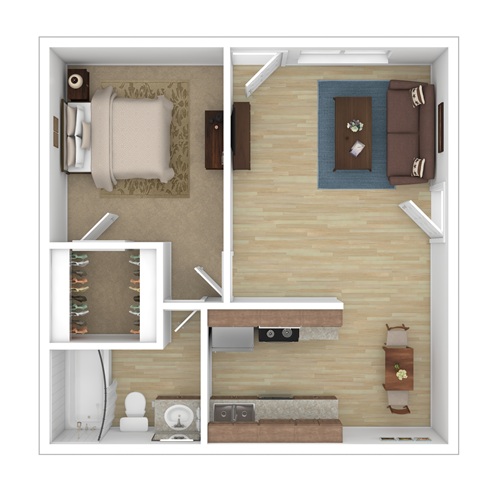1 BR, 1 BA - 50%