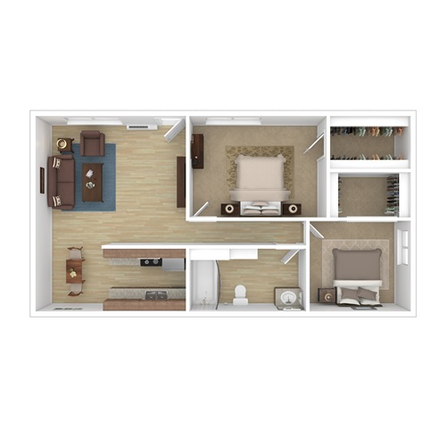 2BR, 1 BA - 50%
