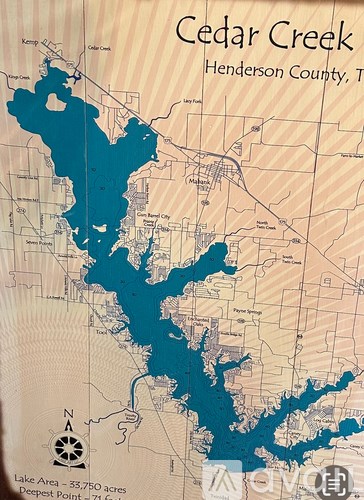 A map of Cedar Creek in Henderson County, TX.