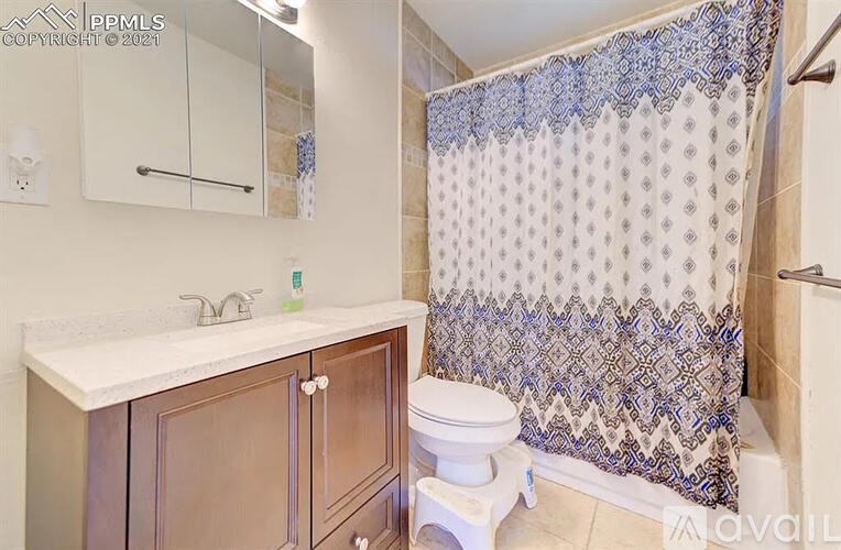 A bathroom with a toilet, sink, and shower curtain.