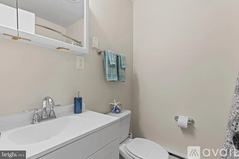 A bathroom with a white sink and toilet.