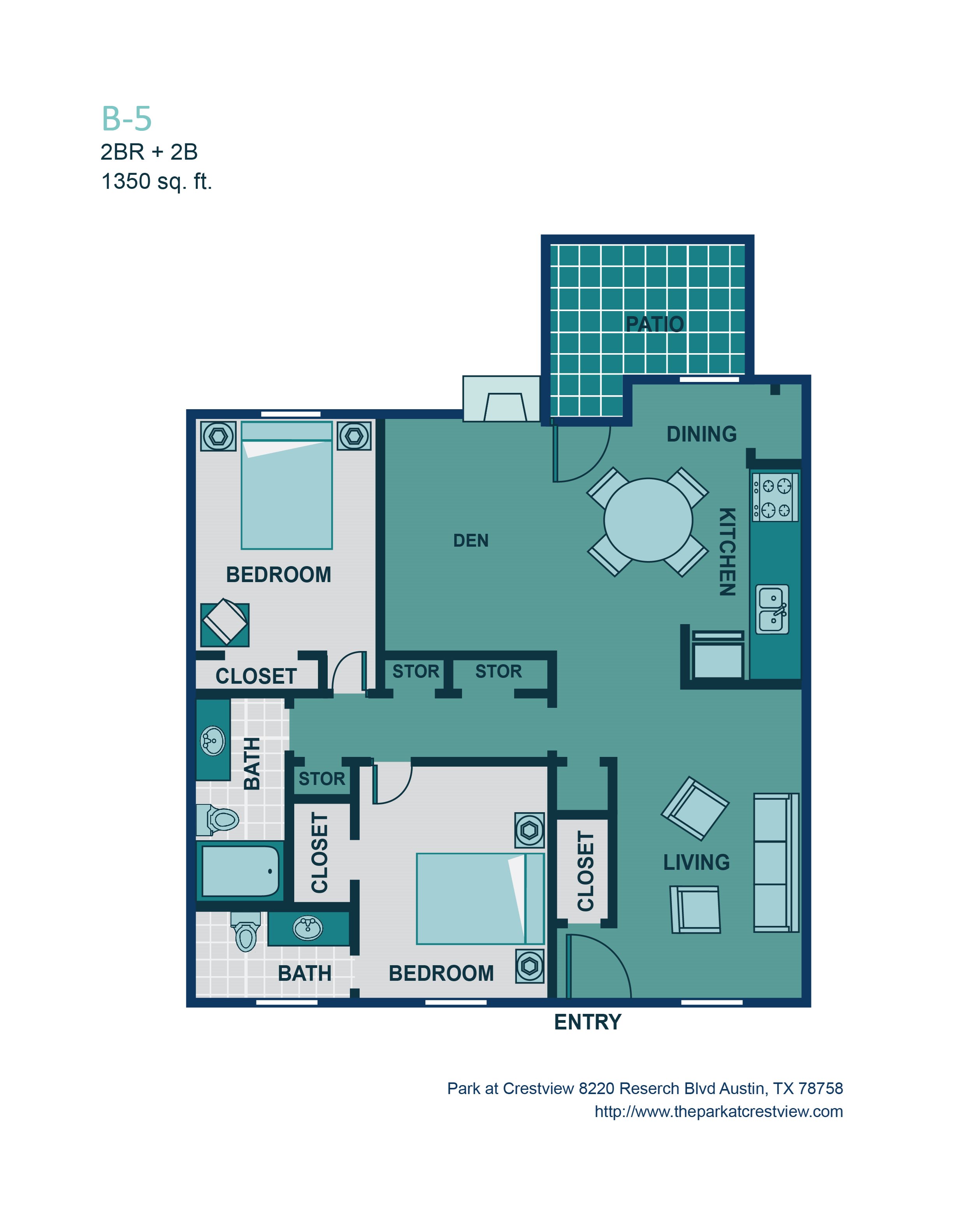 2 Bed/ 2 Bath B5 Floor Plan 8