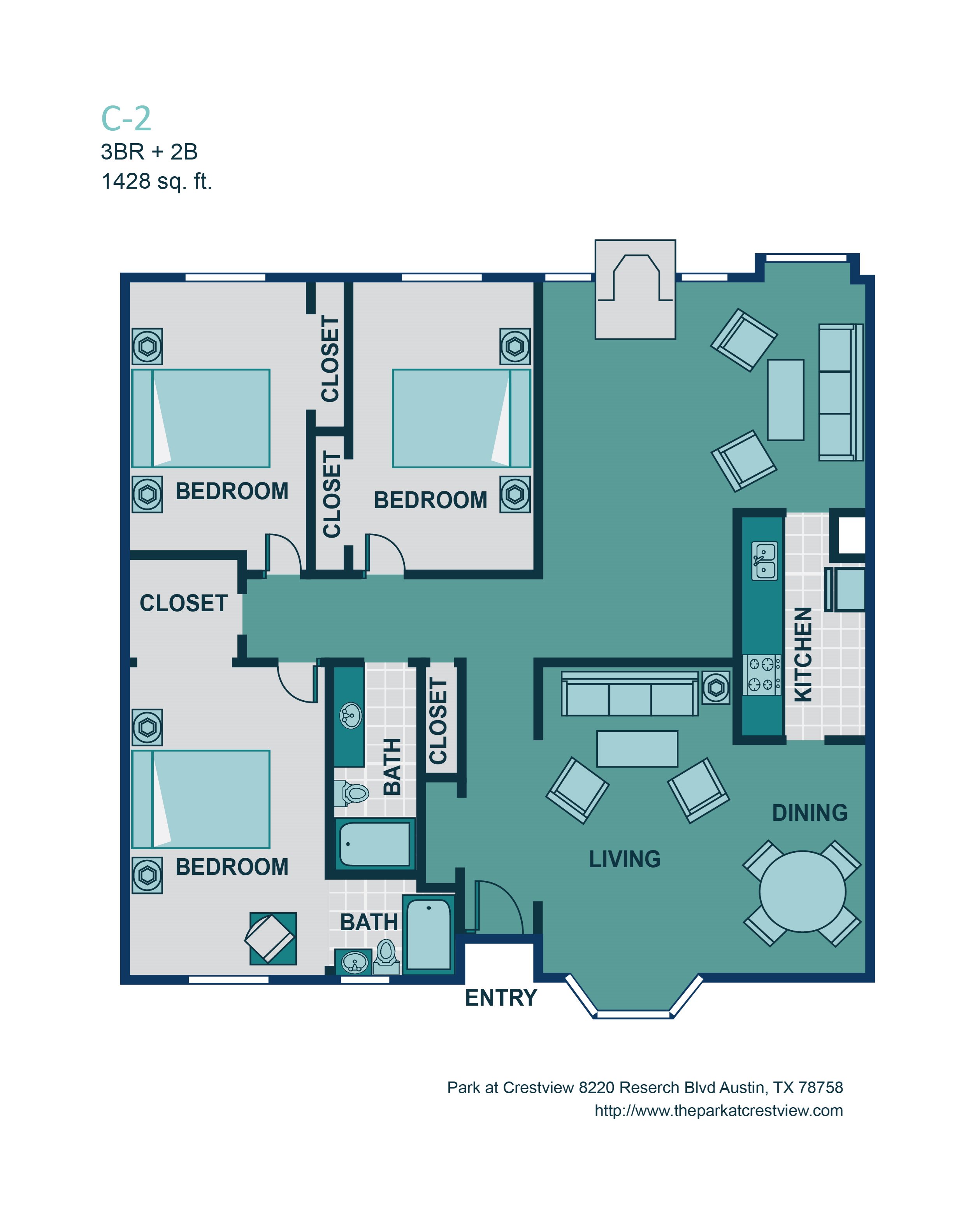 3 Bed/ 2 Bath C2 Floor Plan 10