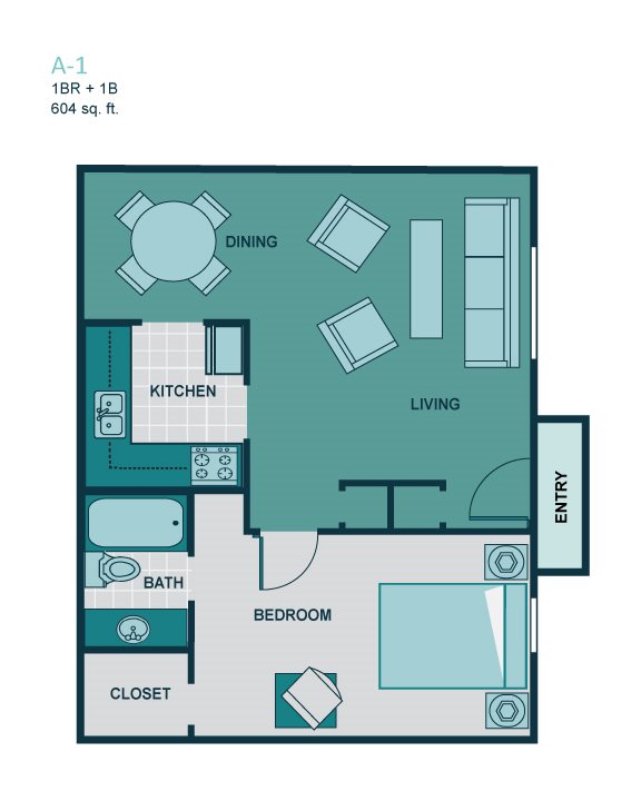 1 Bedroom A1 Floor Plan 1