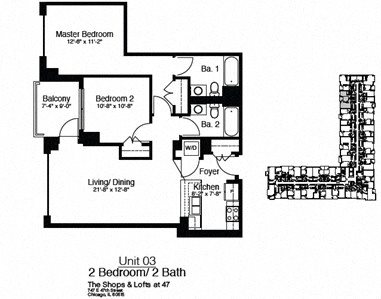 747 East 47th Street 2 Bedroom Floor Plan 4