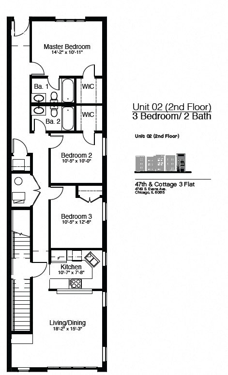 4749 S. Evans - 2nd Floor 3 Bedroom Floor Plan 6