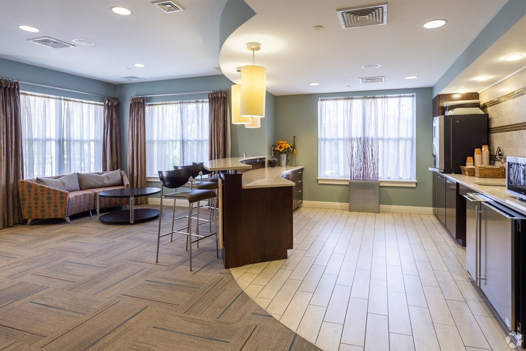 Cafe with coffee machine and wet bar