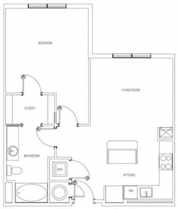 The Whittemore One Bedroom Layout 