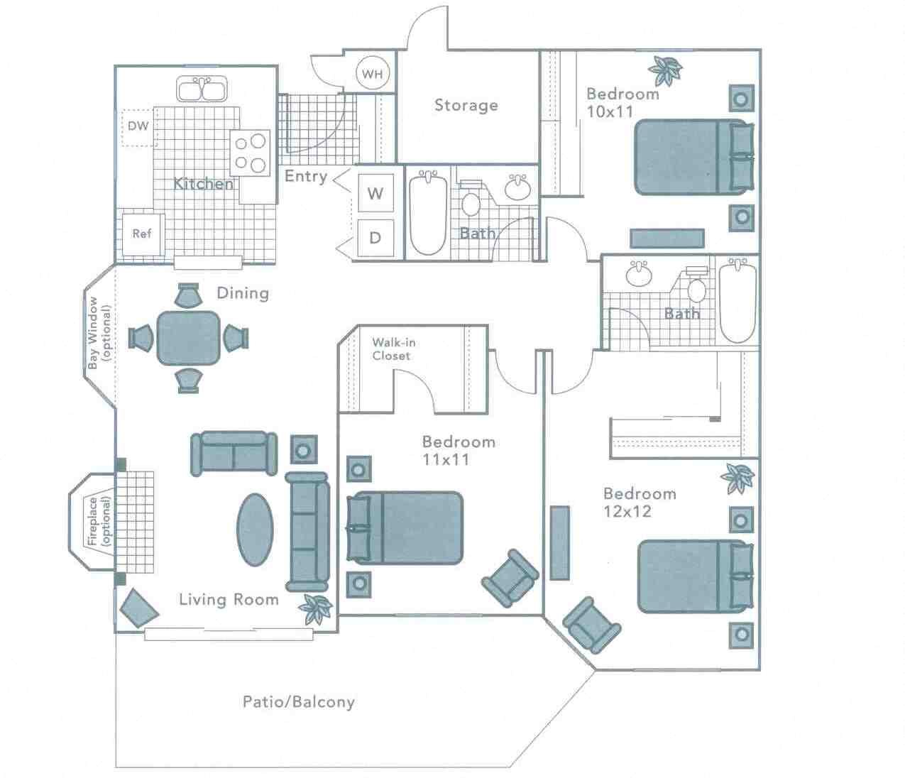 Three Bedroom Floorplan