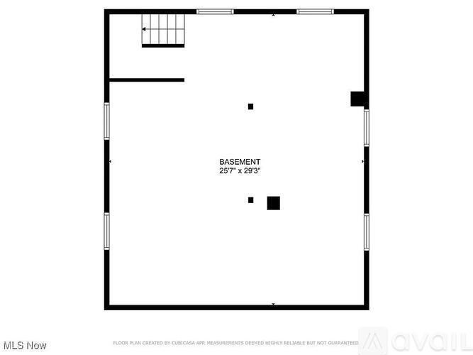 A floor plan for a basement sized at 25 feet by 29 feet.