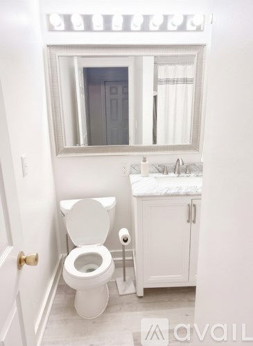 A person is taking a selfie in a bathroom with a toilet, sink, and mirror.