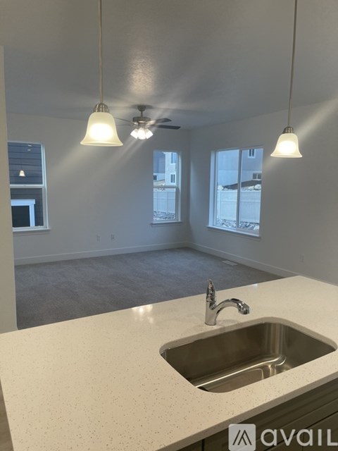 A kitchen with a sink and a window.