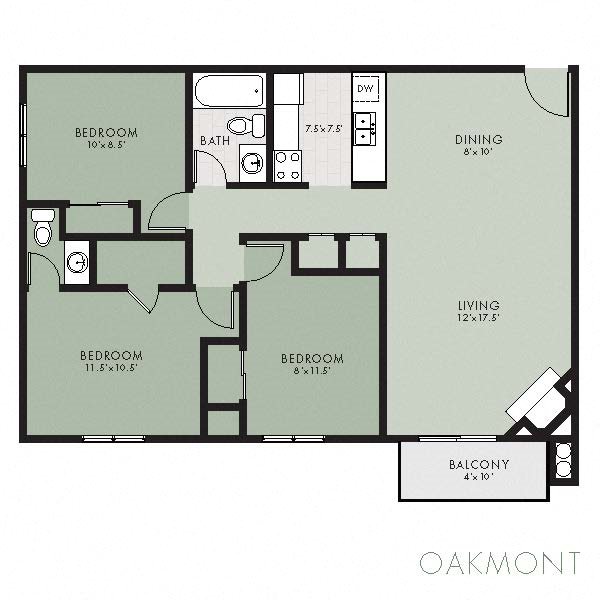 Floor Plans of Country Club Village Apartments in West Des Moines, IA