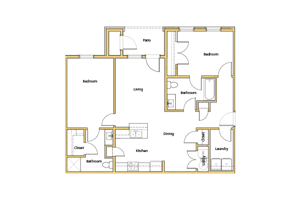 2 bedroom floor plan