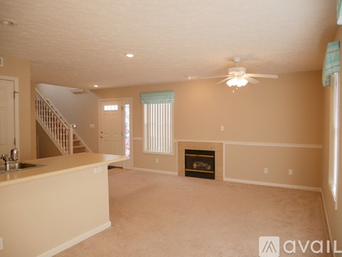 A living room with a fireplace, a couch, and a television.