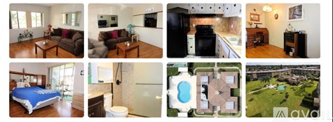 A collage of images showing various rooms and outdoor views of a property.